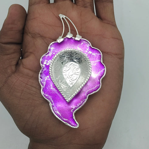 Pure Silver Fancy Diya Leaf Pattern Purple 30.16g